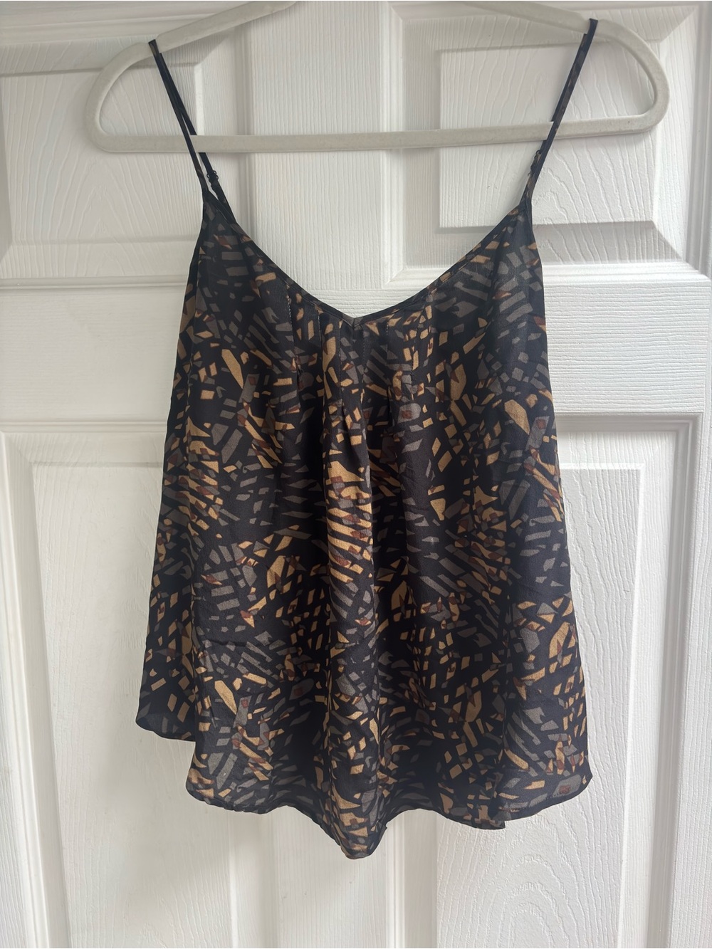 silence + noise Black Cami with Metallic Gold Abstract Print